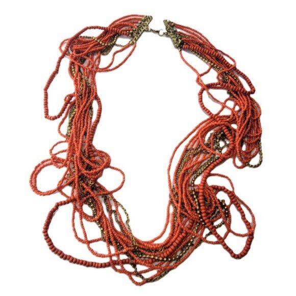 Multistrand Orange Long Necklace - Picture 12 of 12